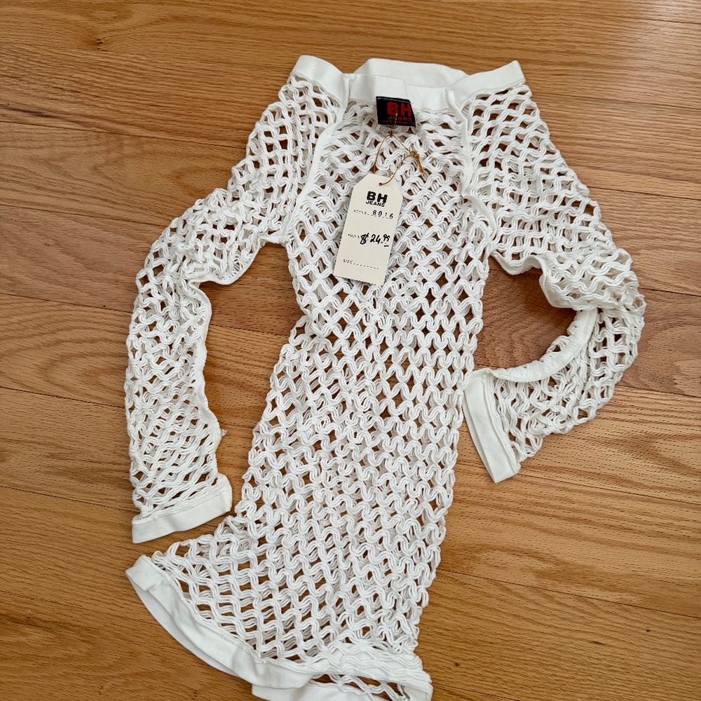 White Thick Fishnet Stretch Top - O/S